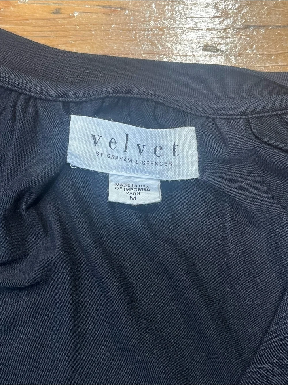 Velvet by Graham & Spencer Black Draped Wrap-Front Long-Sleeve Top